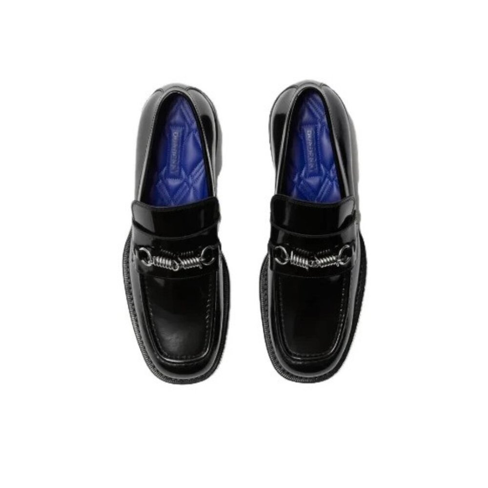 $990- Burberry 8080103 Men's Black Barbed Leather Casual Loafer Shoes - US 9.5 - Picture 2 of 7
